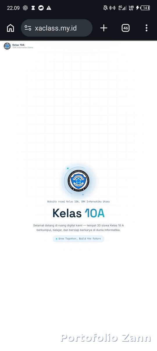 Halaman depan website Kelas 10A